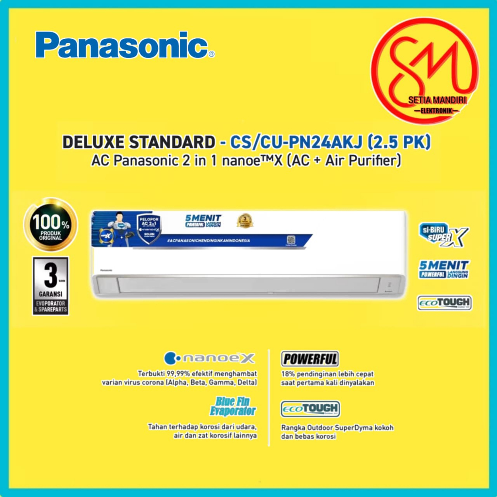 AC PANASONIC 2.5PK + PASANG - CS/CU-PN24AKJ Purifier - Low Voltage + Nanoe-X 2.5 PK