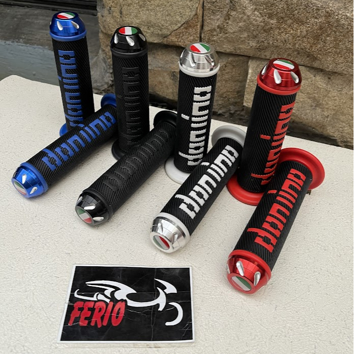 HANDGRIP grip stang Motor Domino Bulu+jalu cnc grip domino CNC 117 HITAM BIRU MERAH SILVER