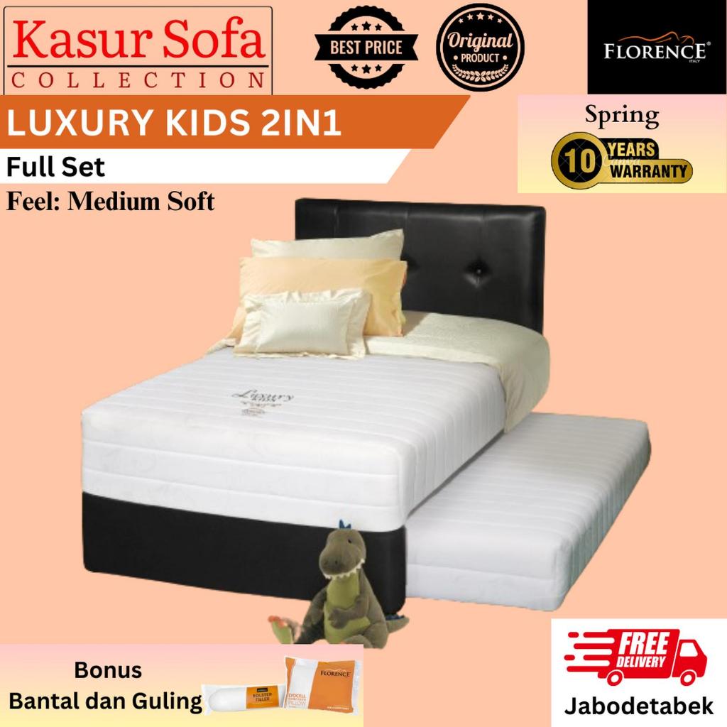 Full Set Florence Luxury Kids 2in1 Kasur Anak/Matrass/Mattress/Springbed Susun/Tingkat 2 in 1 Sorong
