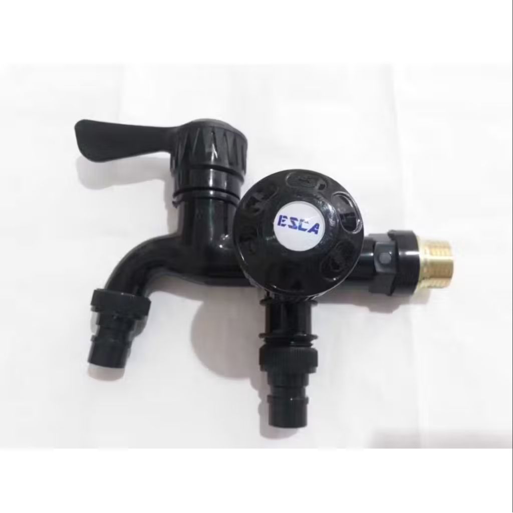 kran cabang shower hitam/kran cabang premium hitam double engkol 1/2 inch
