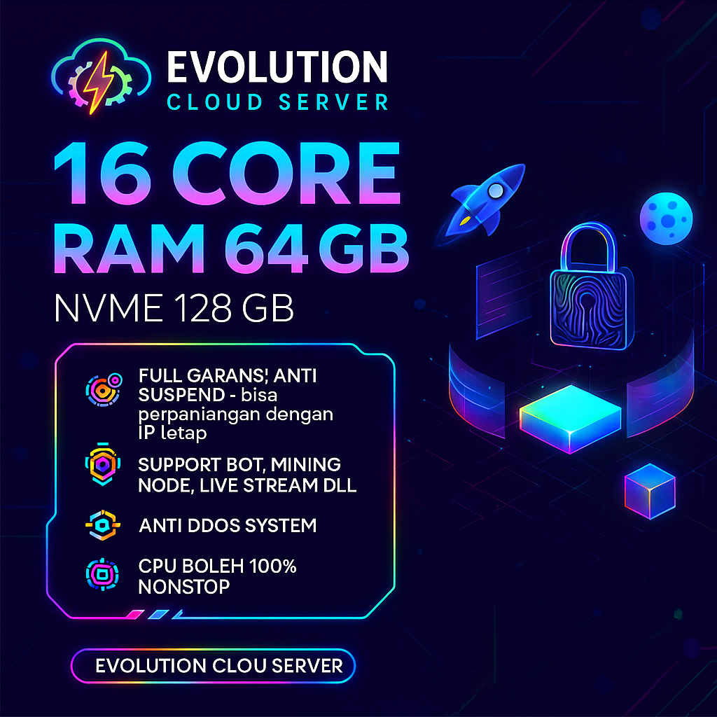 RDP / VPS 16 CORE RAM 64 GB Legal WINDOWS / LINUX Indonesia 🔥 Full Access • Murah & Stabil • Bisa Ha