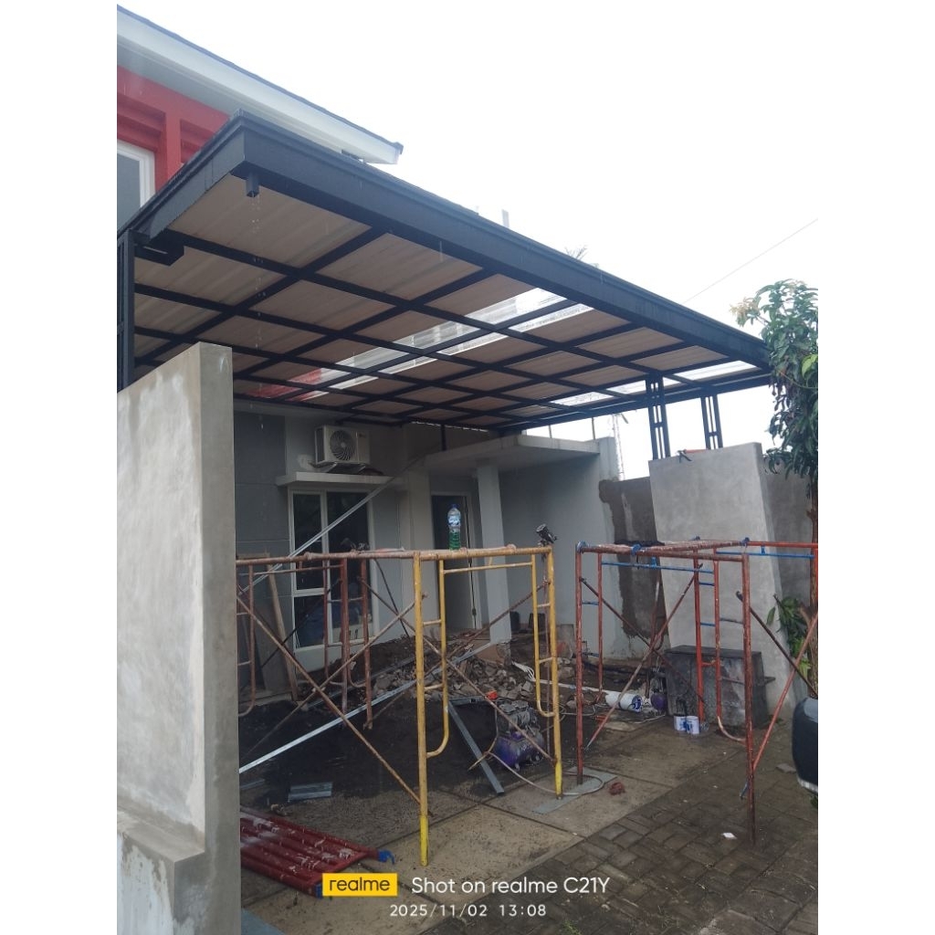 kanopi atap alderon RS rangka hollow galvanis