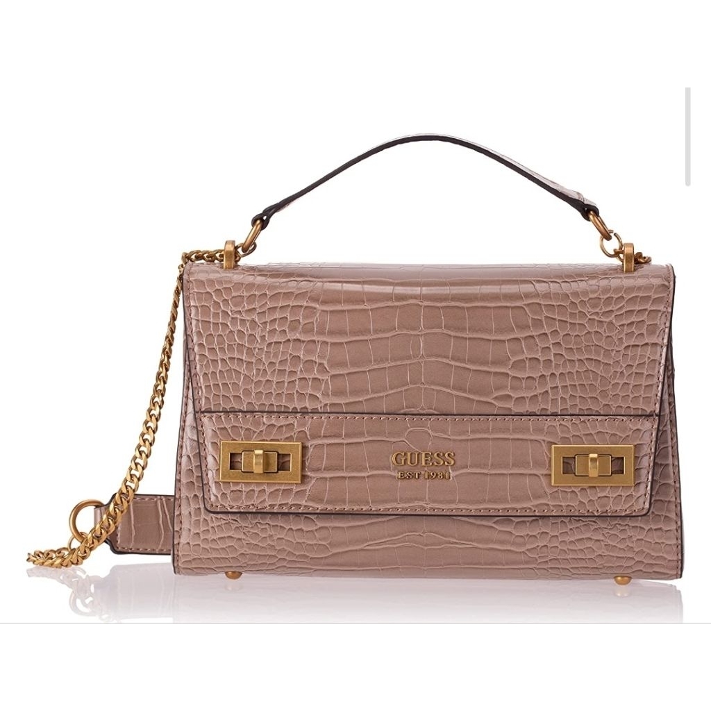 PL - Original Guess Katey Croc Flap Shoulder Bag