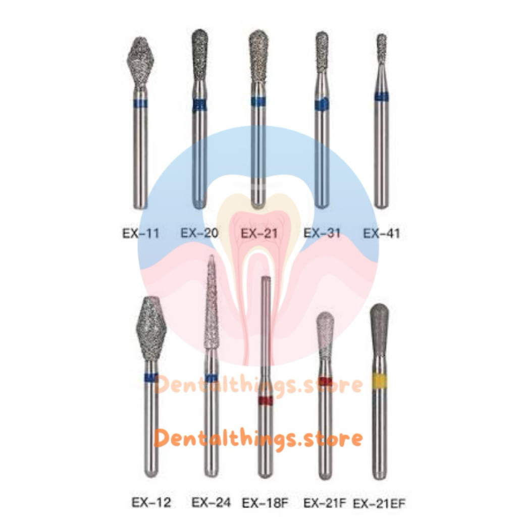 Bur gigi EX-21 merk azdent / Dental Diamond Bur Pear Shape ( EX )/ dental diamond bur football high 