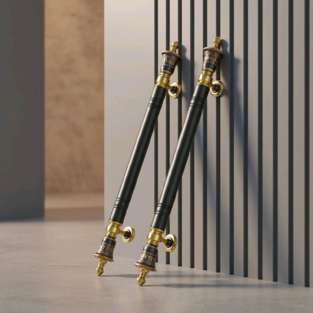 Handle Pintu Rumah Gagang Pintu Kaca Stainlis Kombinasi Kuningan 80cm