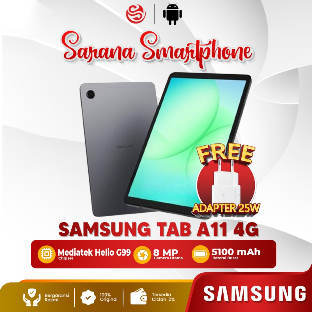 Samsung Galaxy Tab A11 4G 4/64GB 8.7 Inch Tablet Android Original Garansi Resmi Gratis Charger