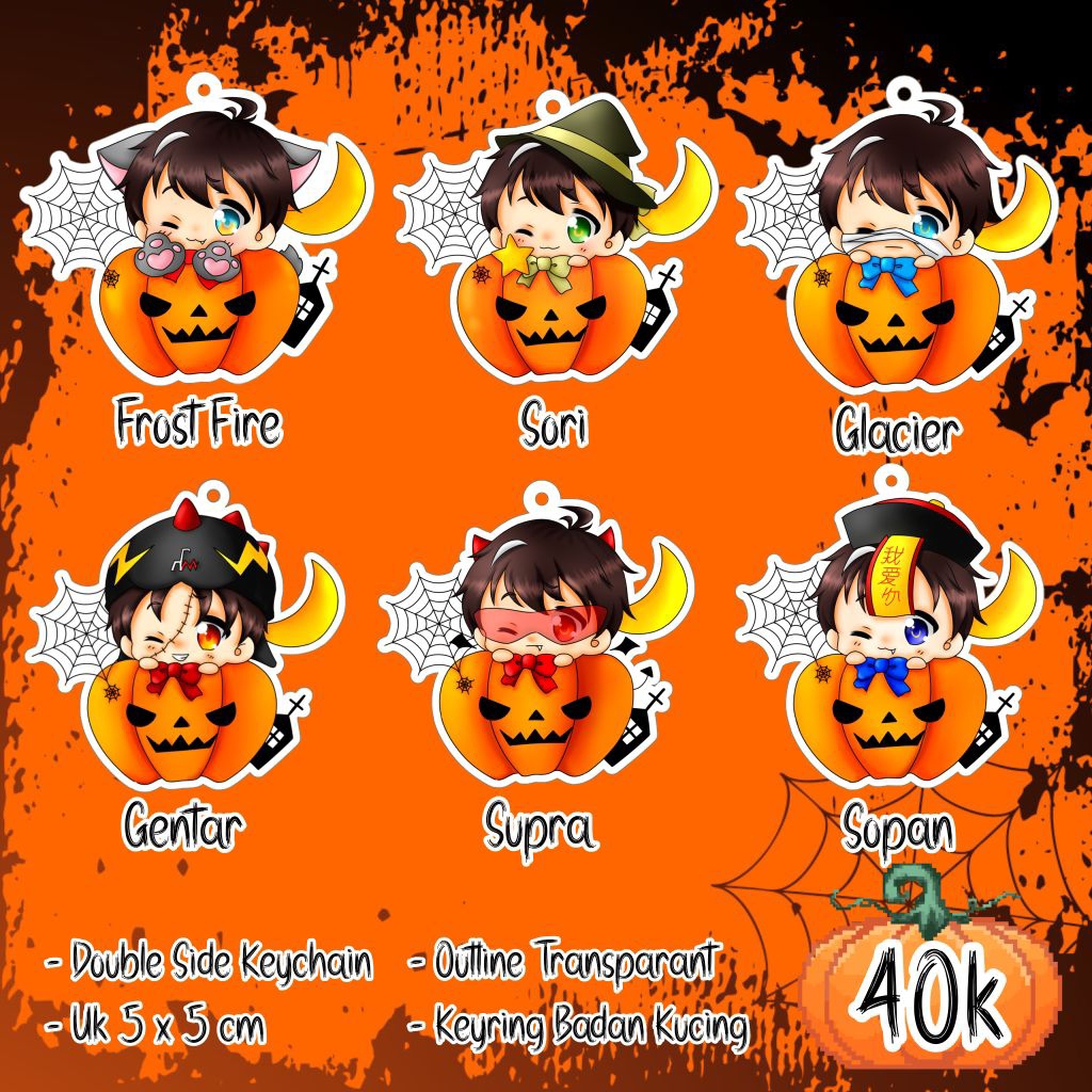 LIMITED STOCK Gantungan Kunci Elemental Fusion BoBoiBoy Halloween Edition - [BoBoiBoy Fanmerch Acryl