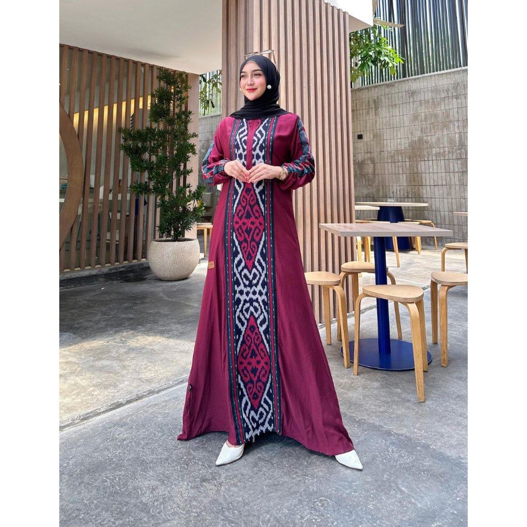 Belazzo Gamis Tenun Liliana Luxury Dress Muslim Wanita Modern - Gamis Tenun Lebaran Terbaru - Gamis 