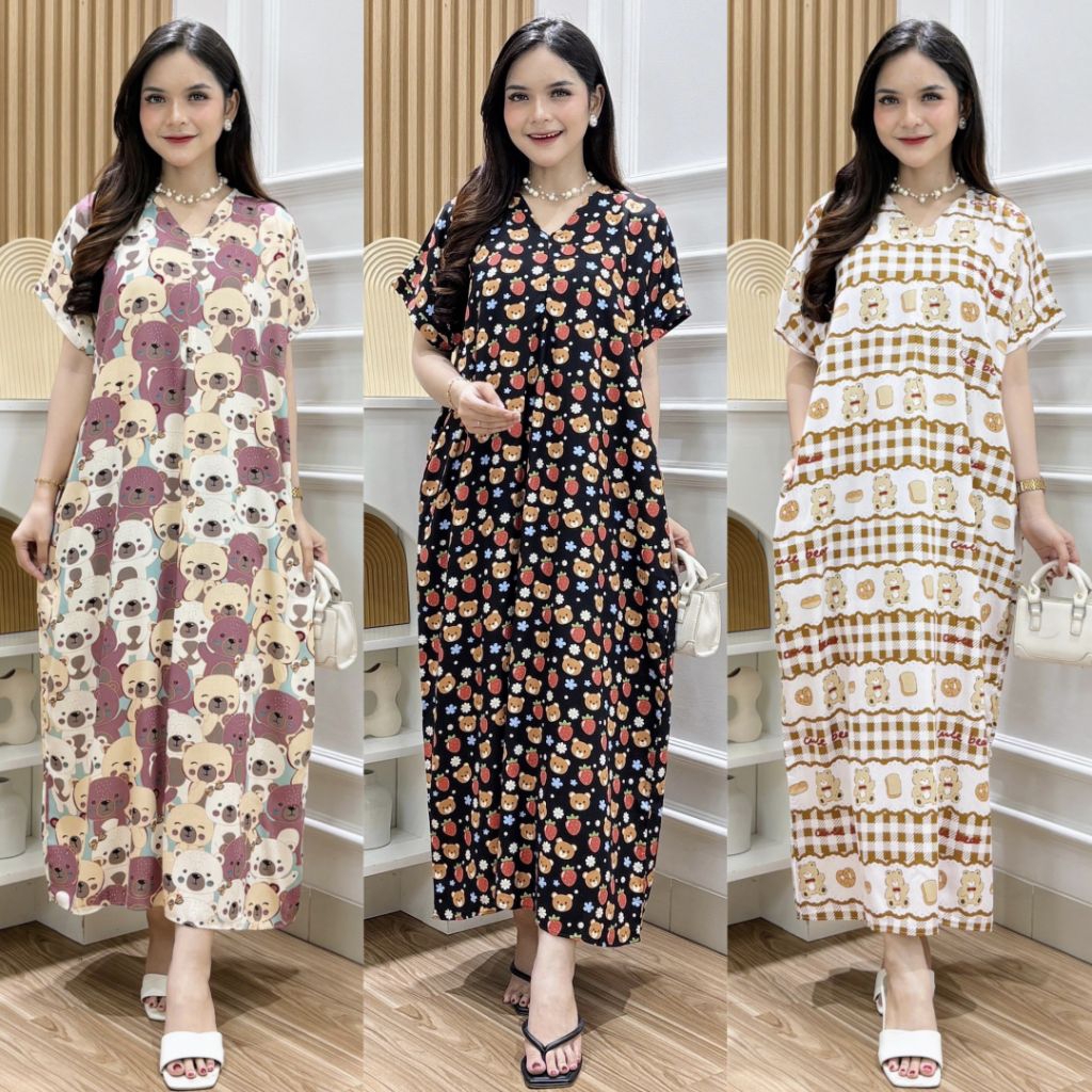 DASTER SMK ori Kanaya Naura Nola - Dress Cantik Daster Panjang Rayon Premium Busui Friendly