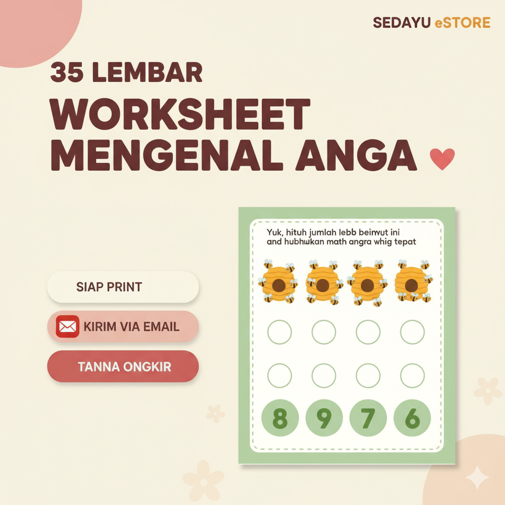 worksheet 35 lembar worksheet pengenalan angka untuk anak TK - Printable Worksheet