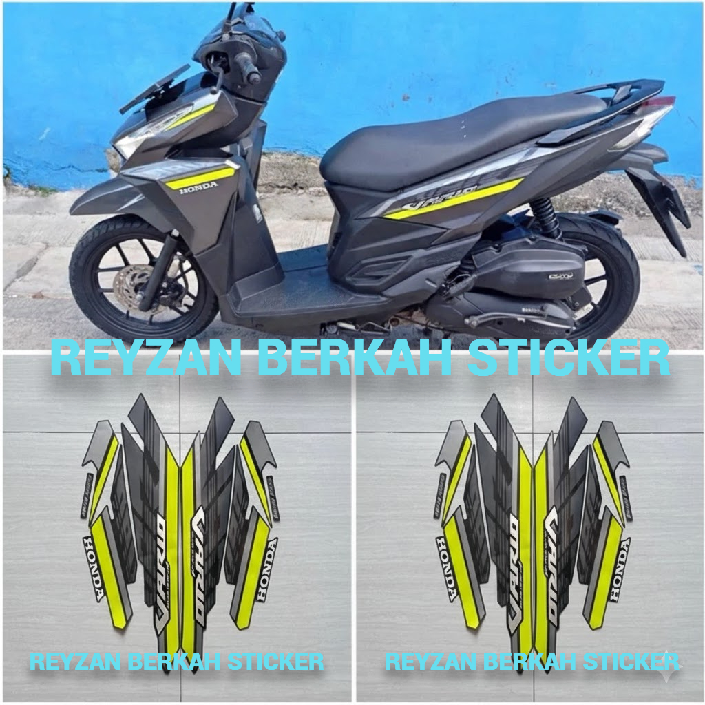 STIKER STRIPING LIS LES BODY HONDA VARIO TECHNO 125 LED 2017 2018 HITAM HIJAU