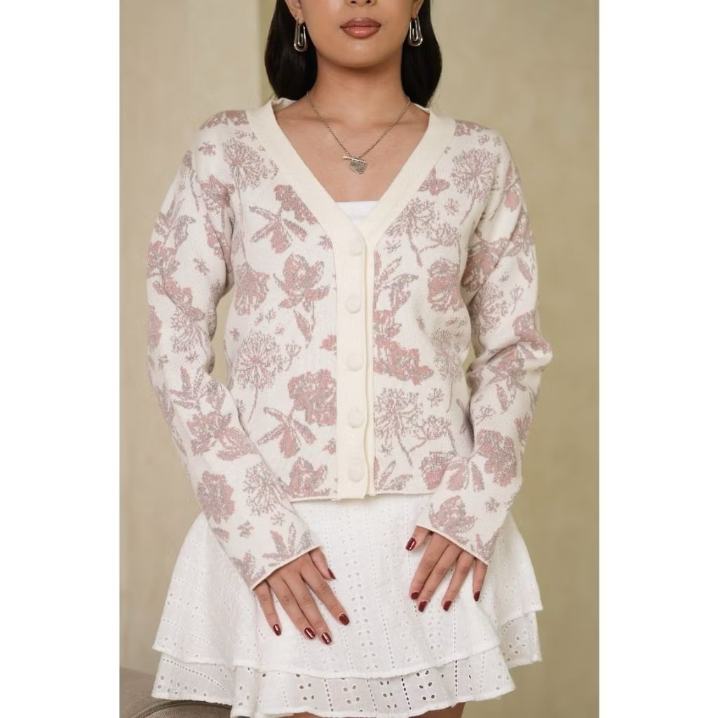 [ New ] SHIKU - Mirelle Cardigan Viscose Floral | Not Preloved