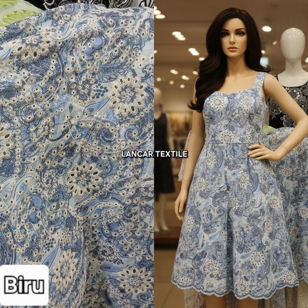 Kain katun bordir bolong premium / Kain katun bolong halus