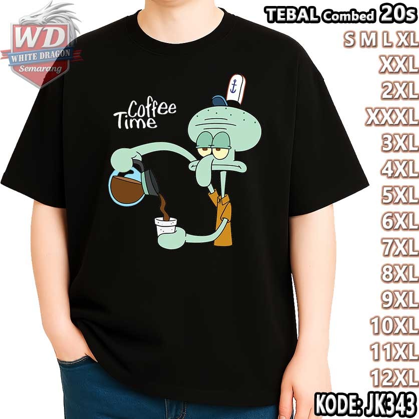 KAOS COFFEE TIME BIG SIZE KODE JK343 JUMBO 2XL 3XL 4XL 5XL 6XL 7XL 8XL 9XL 10XL 11XL 12XL