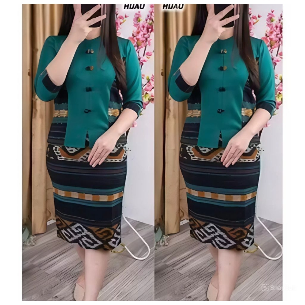 SETELAN TENUN WANITA ROK BLUS SETELAN KANTOR