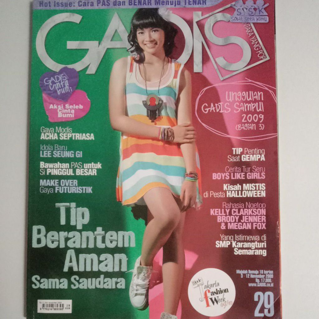 Majalah Gadis Tahun 2009 Cover Anindya Kusumah Putri (Gadis Sampul'2008)