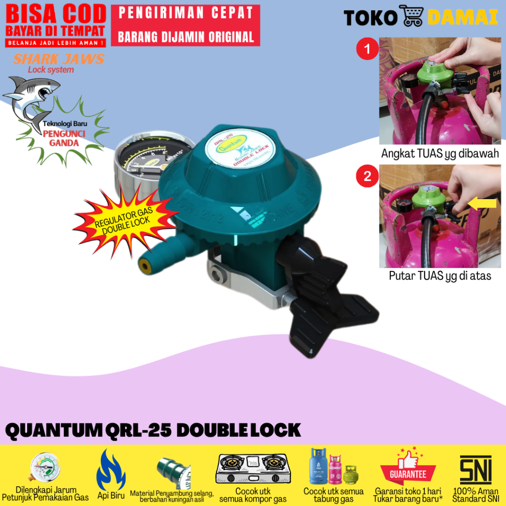 QUANTUM Regulator Gas LPG Double Lock  QRL-25 / Double Lock Quantum
