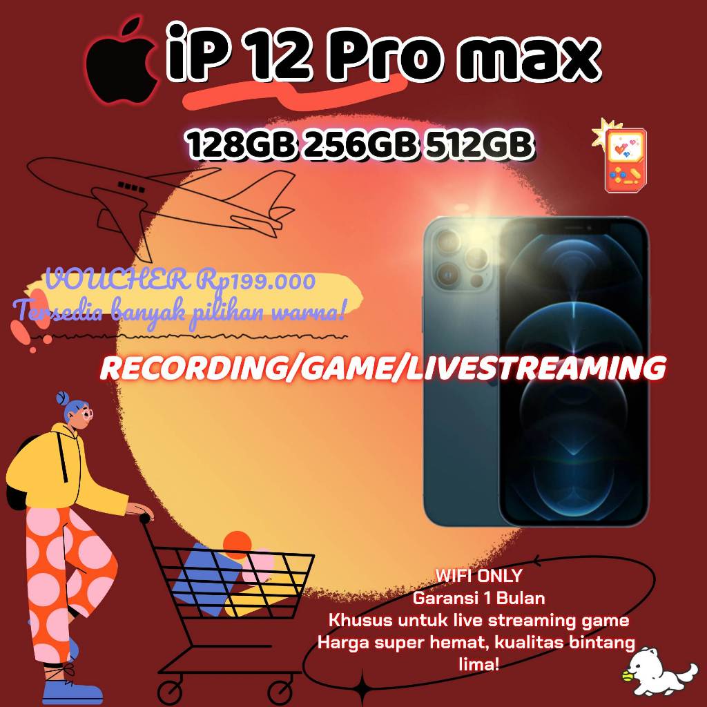 Apple iPhone 12 Pro max Indonesia Ready Stock, iP 12 Pro max 128/256/512GB, Second