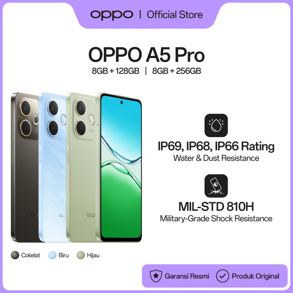 OPPO A5 Pro [IP69 Water Resistant, Large Battery 5800mAh, Military-Grade Shock Resistance]