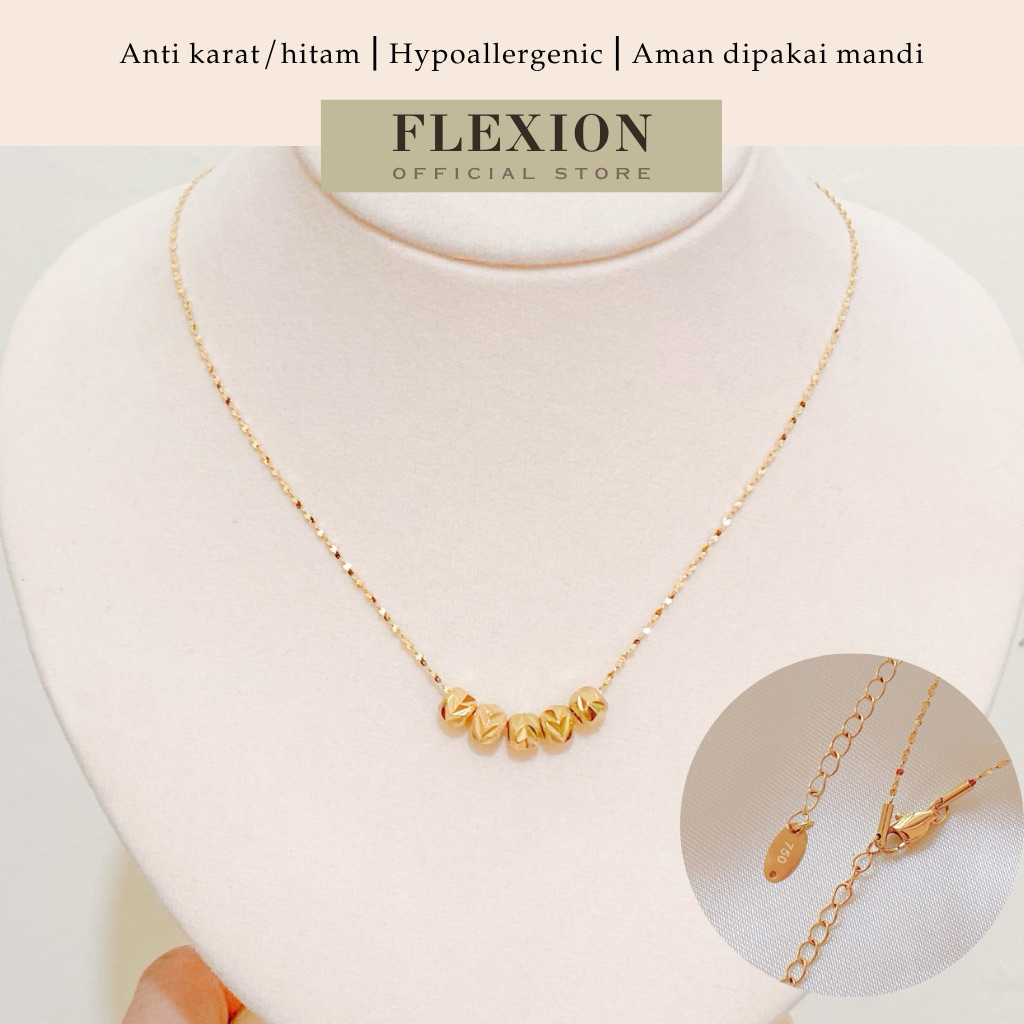 Flexion - Kalung Boba  - Kode 750 - Titanium Anti Karat/Hitam/Luntur - Aksesoris dan Perhiasan Fashi