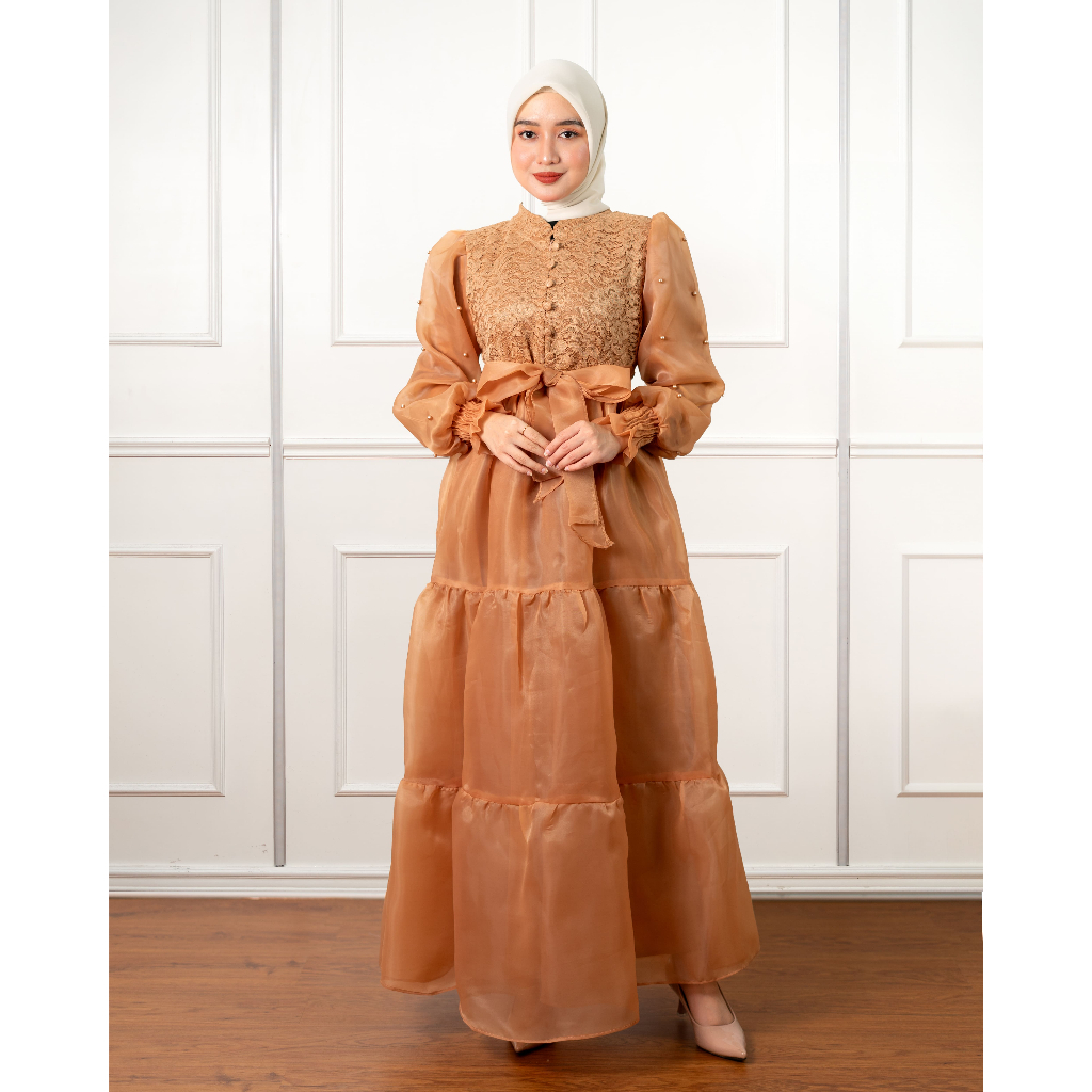 Gamis Organza / Gamis Organza Kombinasi Kaca / Gamis Muslim Wanita / Fashion Muslim