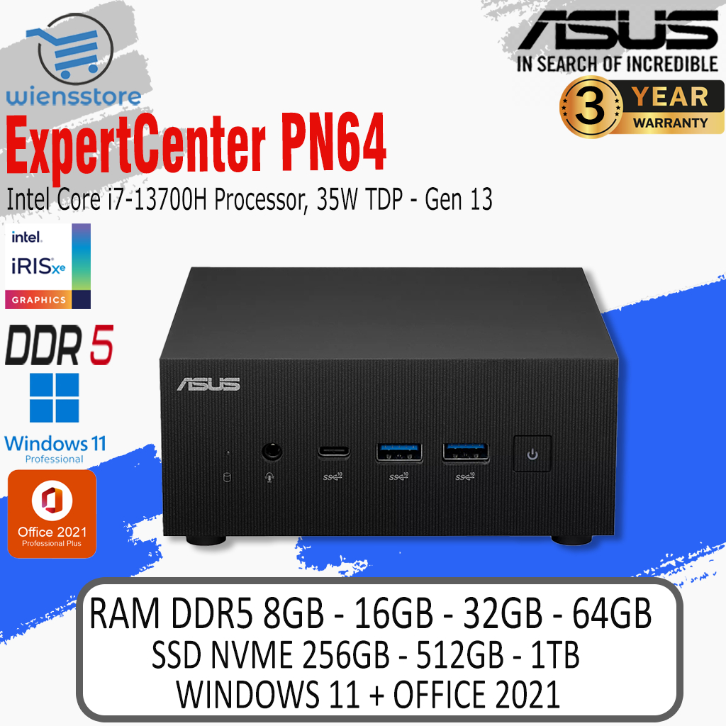 MINI PC ASUS ExpertCenter PN64 Intel Core i7 13700H Gen 13 FULLSET Windows 11 Pro +Ofiice +RAM +SSD 
