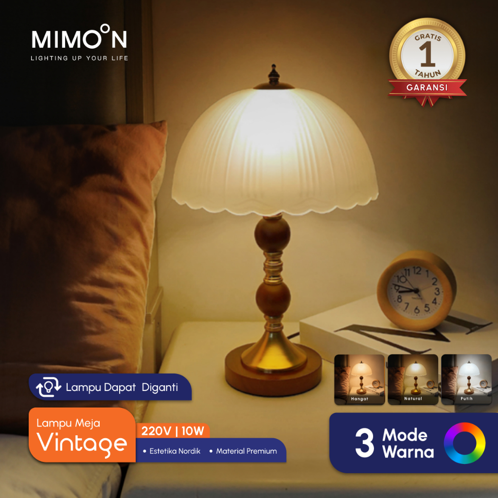 MIMOON Lampu Meja Aesthetic Lampu Meja Kerja Desk Lamp Lampu Meja Belajar Lampu Kamar Aesthetic Lamp