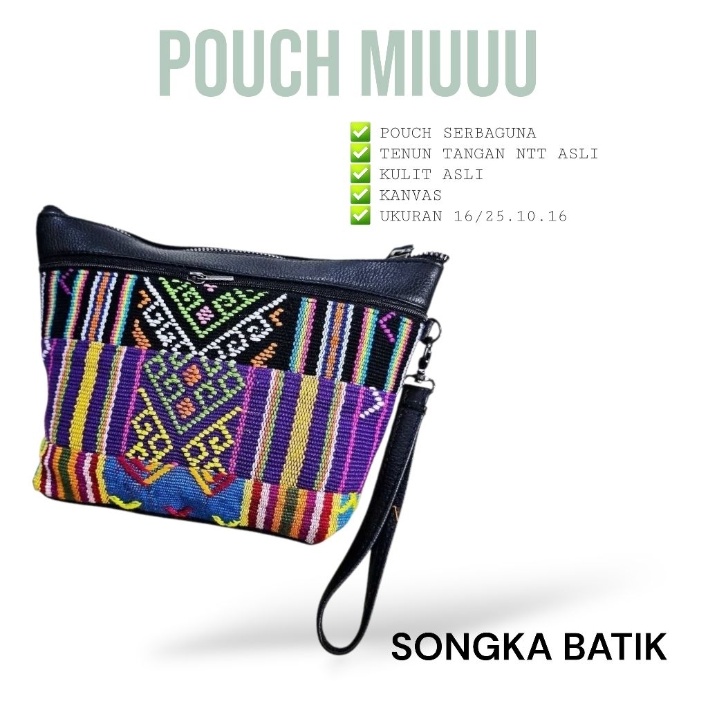 POUCH DOMPET SERBAGUNA 3 RESTELING TENUN NTT KULIT ASLI MIU