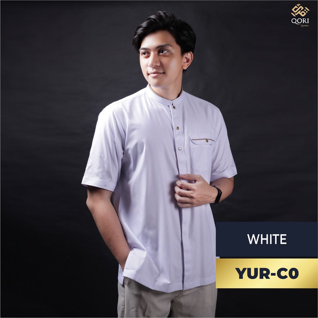 Baju Koko Pria Casual Qori Apparel Premium (Lengan Pendek) YUR / Baju Muslim Pria