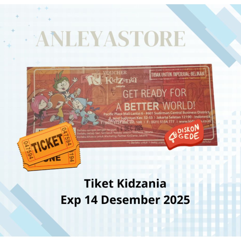 Tiket Kidzania One Day Pass (Seharian)  Semua Umur Anak, TeenZ, Dewasa Exp 14 Desember 2025