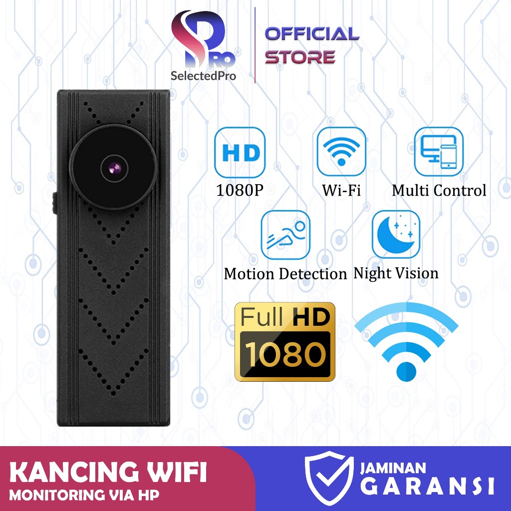 S918WIFI Kamera Pengintai Model Kancing WiFi HD 1080P App Look Cam Spy Cam IP Camera Tersembunyi Pan