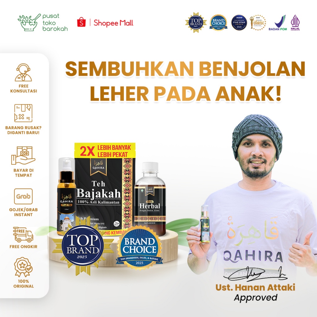 Qahira Suplemen Herbal Terdaftar BPOM Halal Untuk Benjolan Lipoma Leher Kista Tanpa Operasi Aman