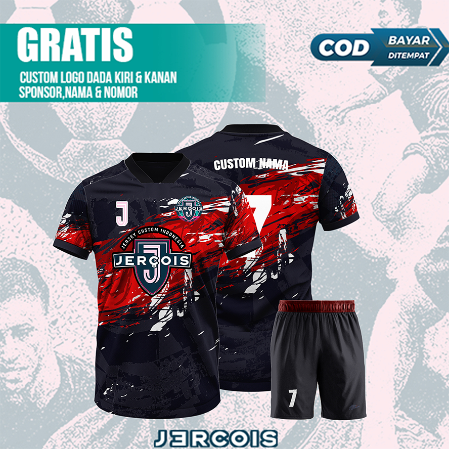 JERCOIS | Jersey Custom Desain Suka Suka - Atasan Olahraga - Jersey Futsal Bola Voli - Jersey Sport