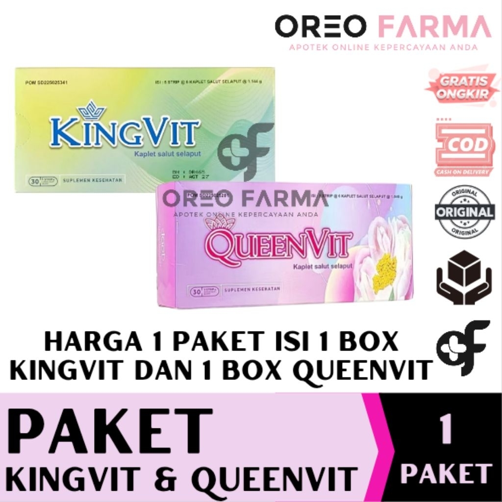 Kingvit dan Queenvit Box isi 30 Kaplet | Paket Kingvit dan Queenvit | Paket Promil Pria dan Wanita