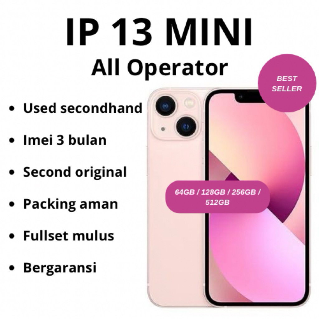 iPhone 13 Mini All Operator 128GB/256GB/512GB 5G LTE - Bergaransi