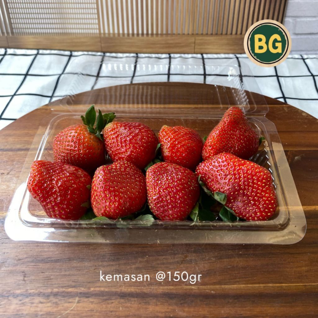 strawberry,stoberi,strawberri,grade Jumbo 150 gram,buah segar,grosir,berkualitas