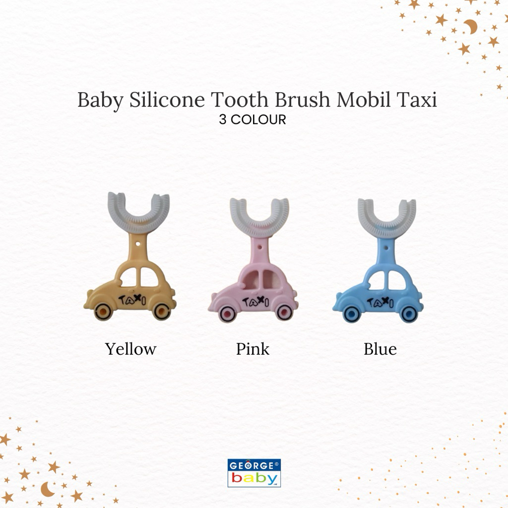 GEORGE BABY - Baby Tooth Brush Silicone Motif Taxi George / Sikat Gigi bentuk U George (STC)
