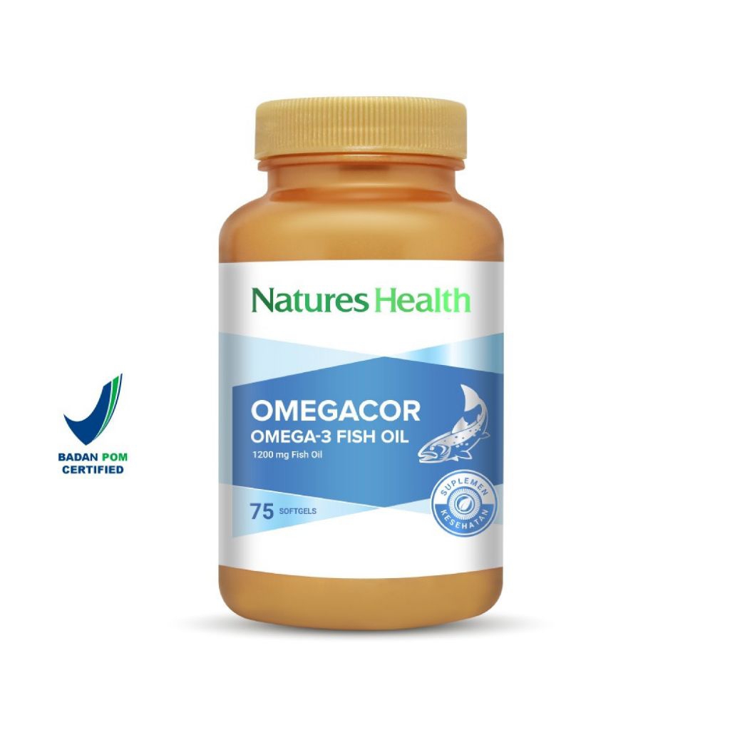 NATURES HEALTH OMEGACOR ASLI ORIGINAL OMEGA 3 FISH OIL 75 SOFTGELS BPOM