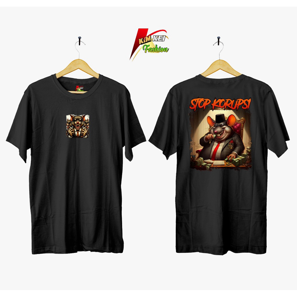 Kaos Distro Stop Korupsi – Streetwear Kritik Sosial, Sablon DTF Premium