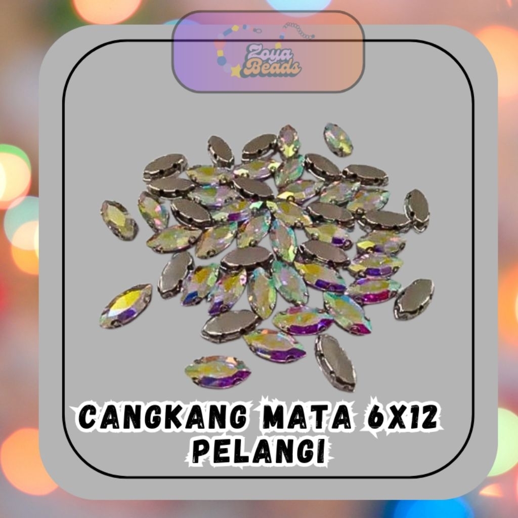 [25 Pcs] Cangkang Mata 6x12 Pelangi / Diamond Cangkang / Payet Cangkang / Mata Cangkang / Mute Cangk