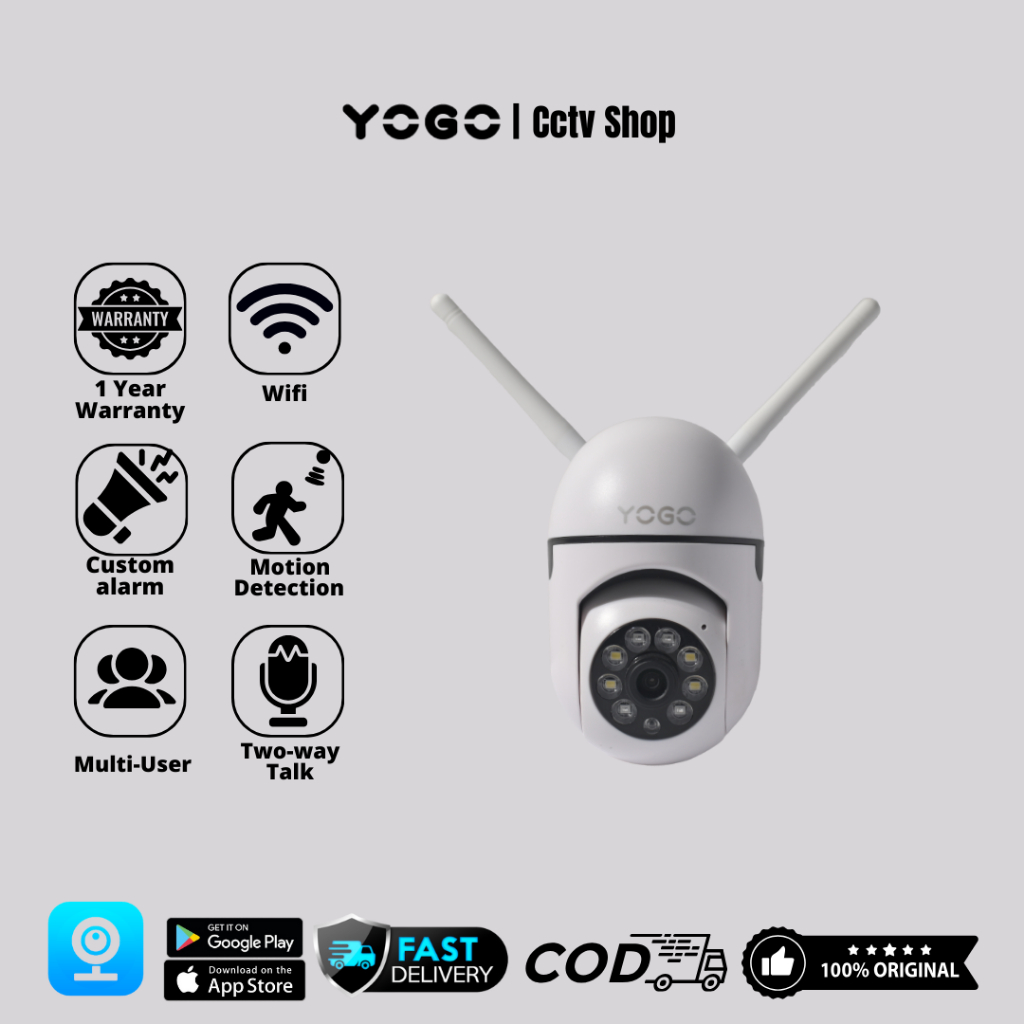 Yogo Ip Camera Cctv Wireless 1080P Kamera Indoor 8MP dengan Wifi Micro Sd Card 128GB Resolusi 1080P 