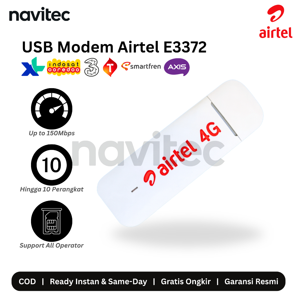 USB Modem 4G Airtel E3372 Unlock All Operator