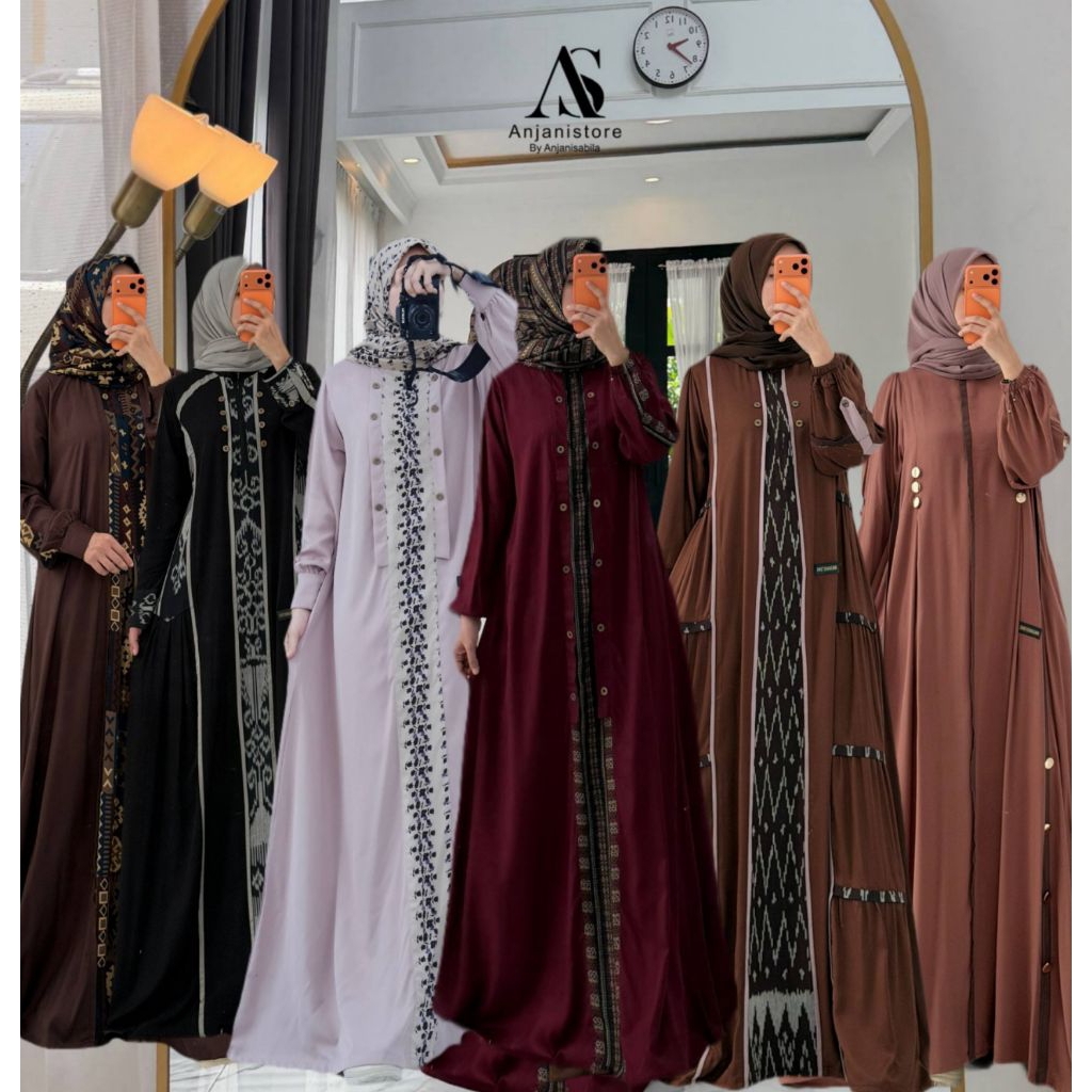 Dress Anjanistore Original series Oktober | gamis twill mix etnic troso by Anjani Sabila |