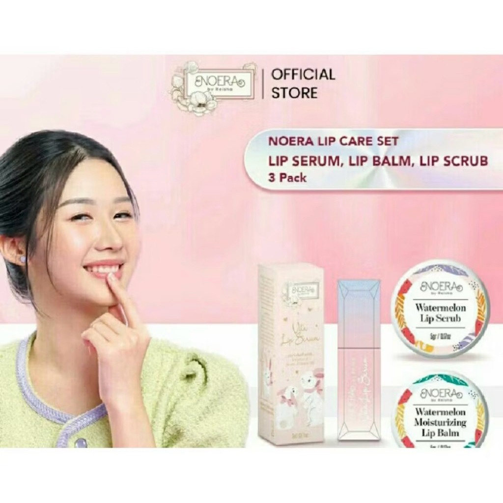 Spesial Package Noera Lipcare Set | Noera Lip Serum, Noera Lip Balm, Noera Lip Scrub