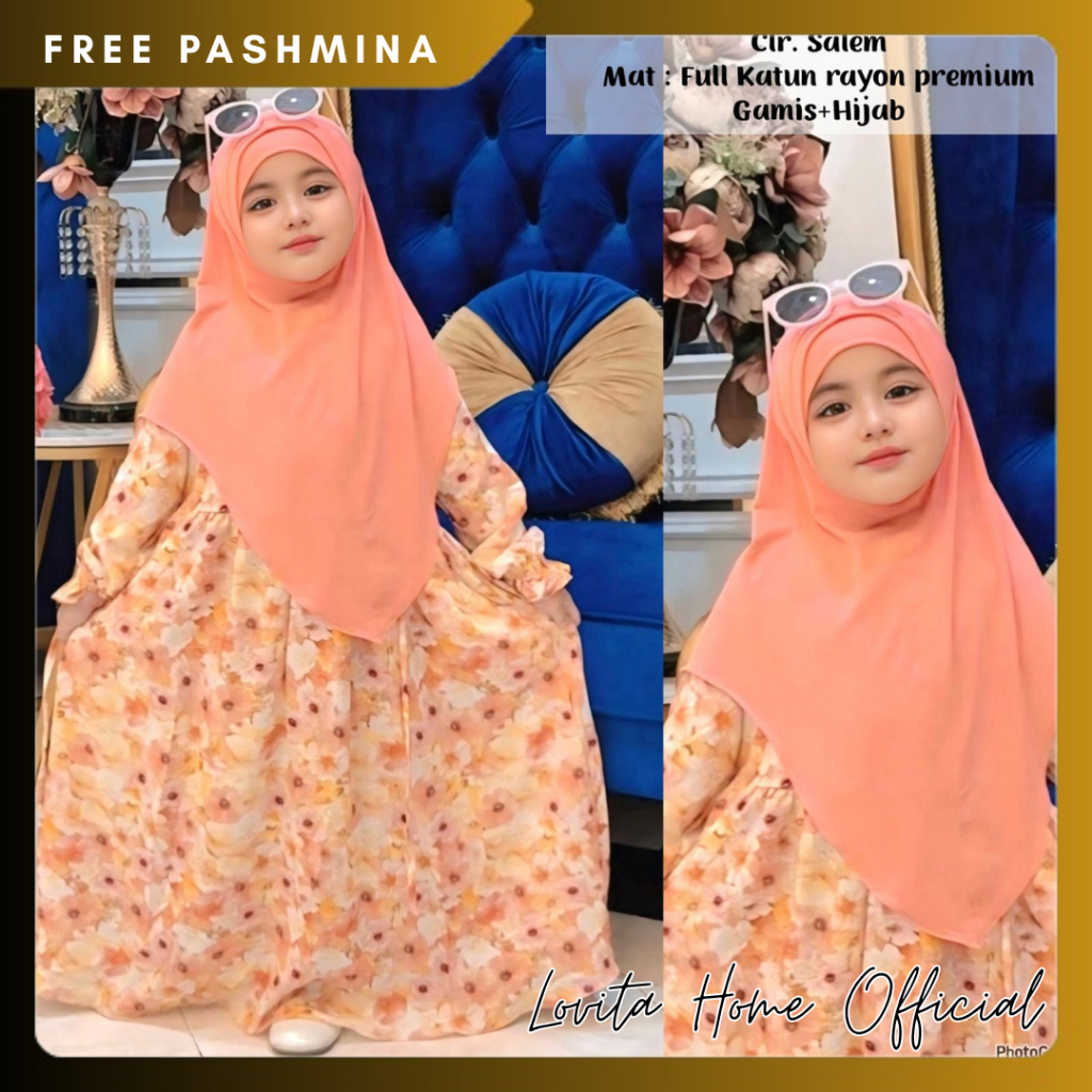 Gamis Anak Perempuan Nadine Bahan Katun Rayon / Gamis Pengajian Anak MAUMA KIDS