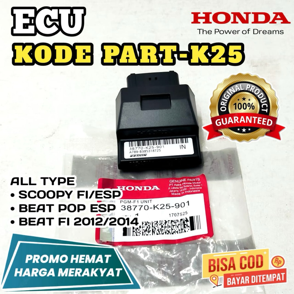 K25 ECU HONDA,ORIGINAL,ECU SCOOPY FI,SCOOPY ESP,ECU BEAT POP,BEAT ESP,ECU BEAT FI 2012-2014,ECU GARA