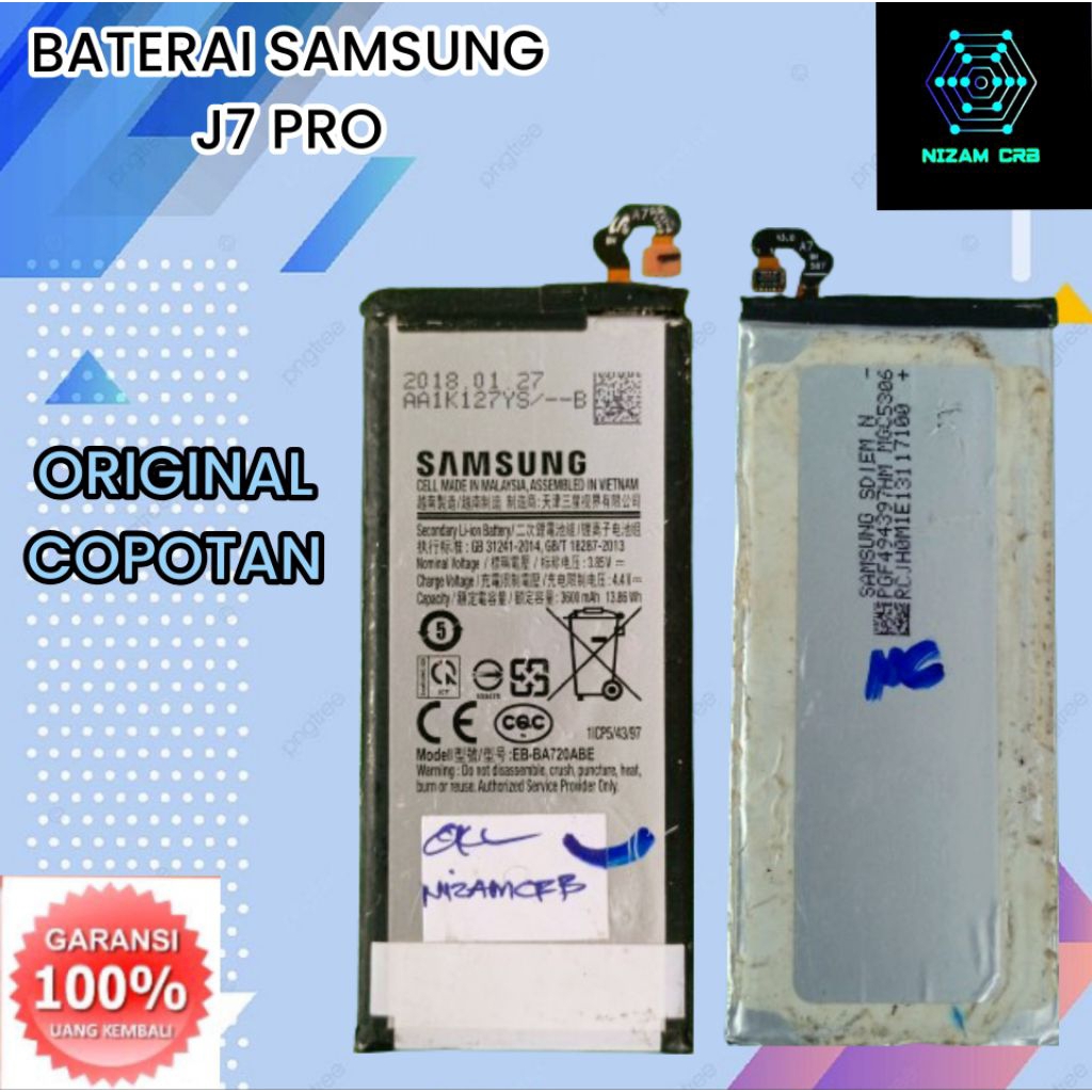 Baterai Battery Batre Samsung J7 Pro Original Copotan ( second )
