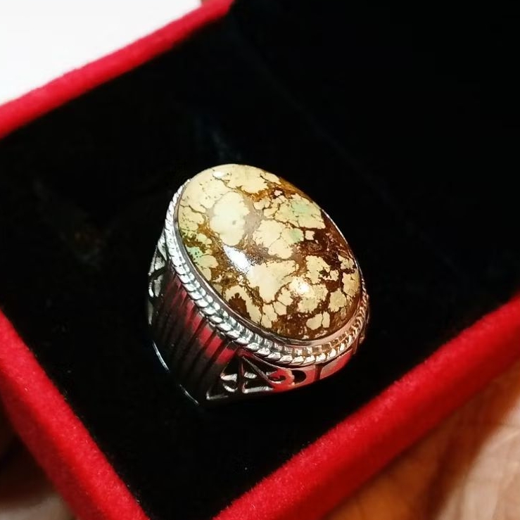 Natural pirus Persia albino , ring perak 925 size9