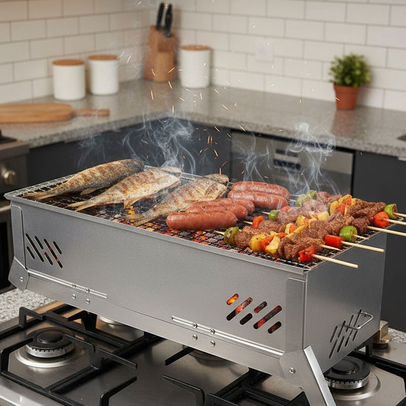 Naturehike Portable Stainless Steel BBQ Oven Alat panggangan ikan sosis ayam panggangan sate arang a