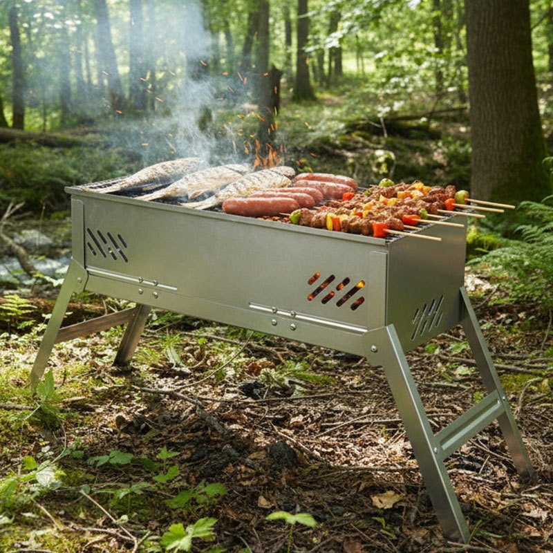 Alat Bakar Portable Praktis - Anti Lengket, Cocok untuk Jualan Sosis Bakar & Ikan Panggang